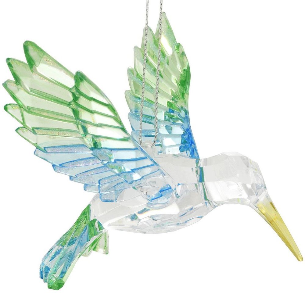 NWT 4” Acrylic Blue Green Hummingbird hanging Ornament-Spring-summer-window-sun